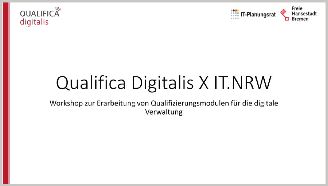 Titelbild Präsentation des Workshops IT NRW und Qualifica Digitalis